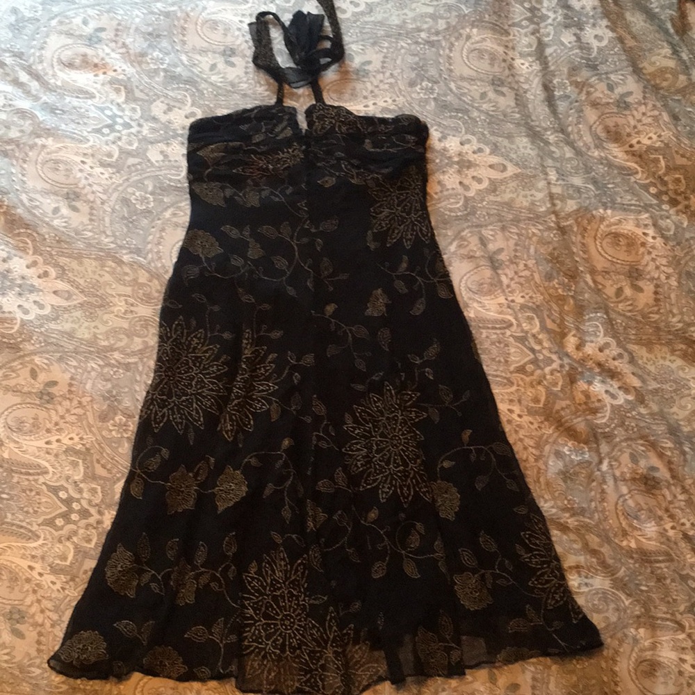 BCBG Maxazria Navy Silk Halter Dress Size 4